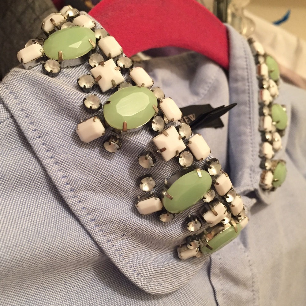 J. Crew Light Blue Button-Down Shirt with Beaded Collar
